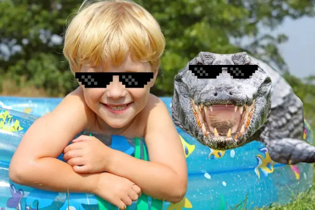 Artist's rendition of sunbathing alligator